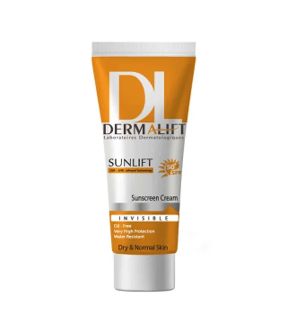 کرم ضد آفتاب بی رنگ درمالیفت با SPF50 مناسب پوست خشک حجم 40 میلی لیتر