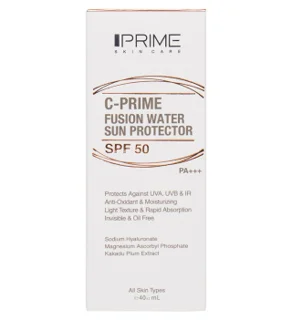 فلوئید ضد آفتاب پرایم مدل فیوژن واتر حاوی ویتامین سی با SPF50 حجم 40 میلی لیتر