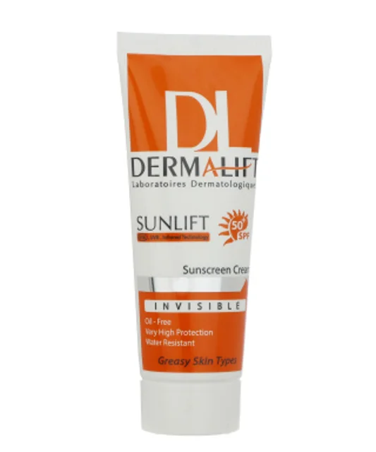 کرم ضد آفتاب بی رنگ درمالیفت با SPF50 مناسب پوست چرب حجم 40 میلی لیتر